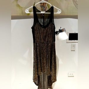 Golden high low dress with mesh back